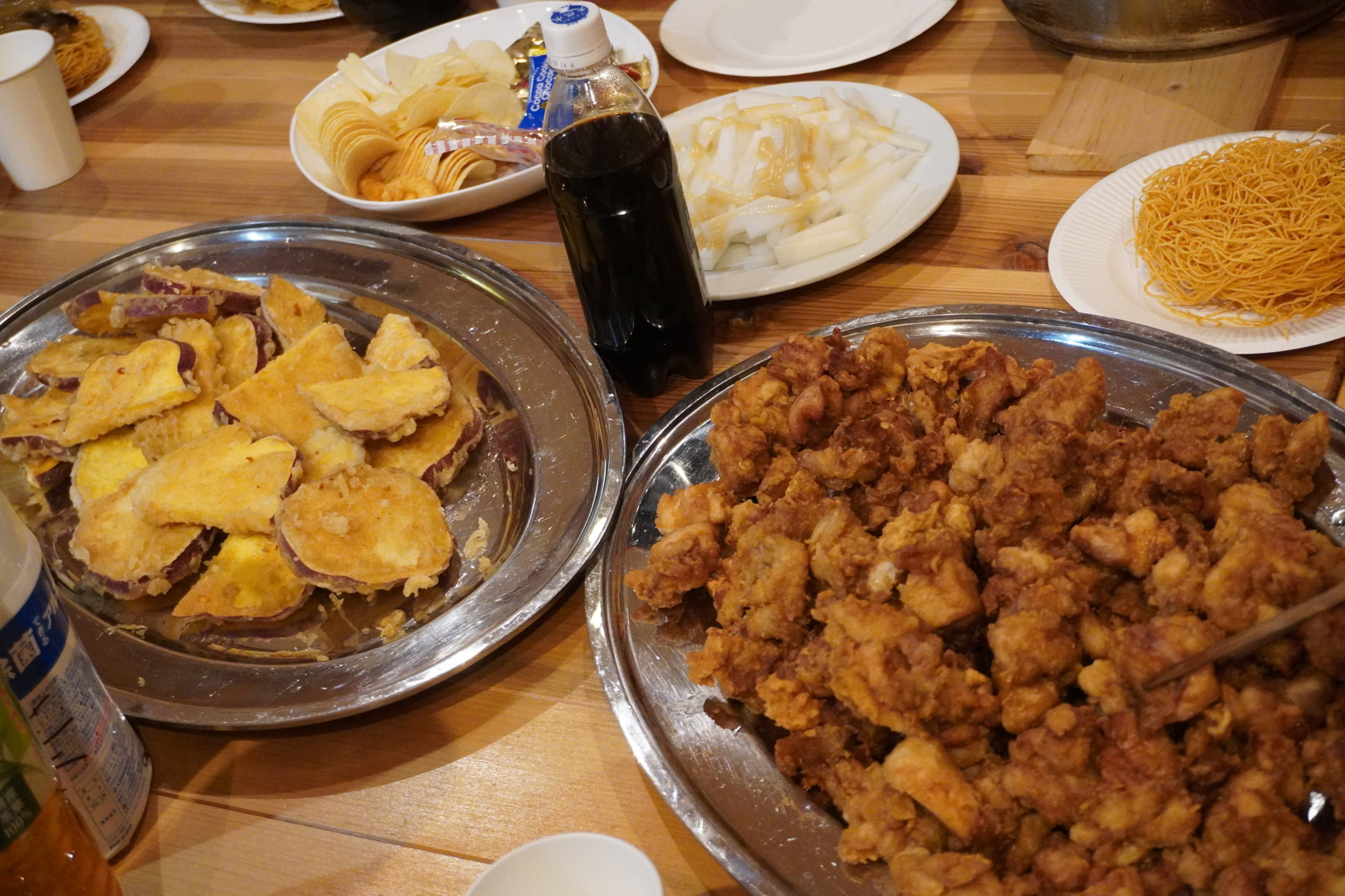 戸田家で収穫のサツマイモの天ぷらに、絶品鶏のから揚げ～♪ご馳走様でした！